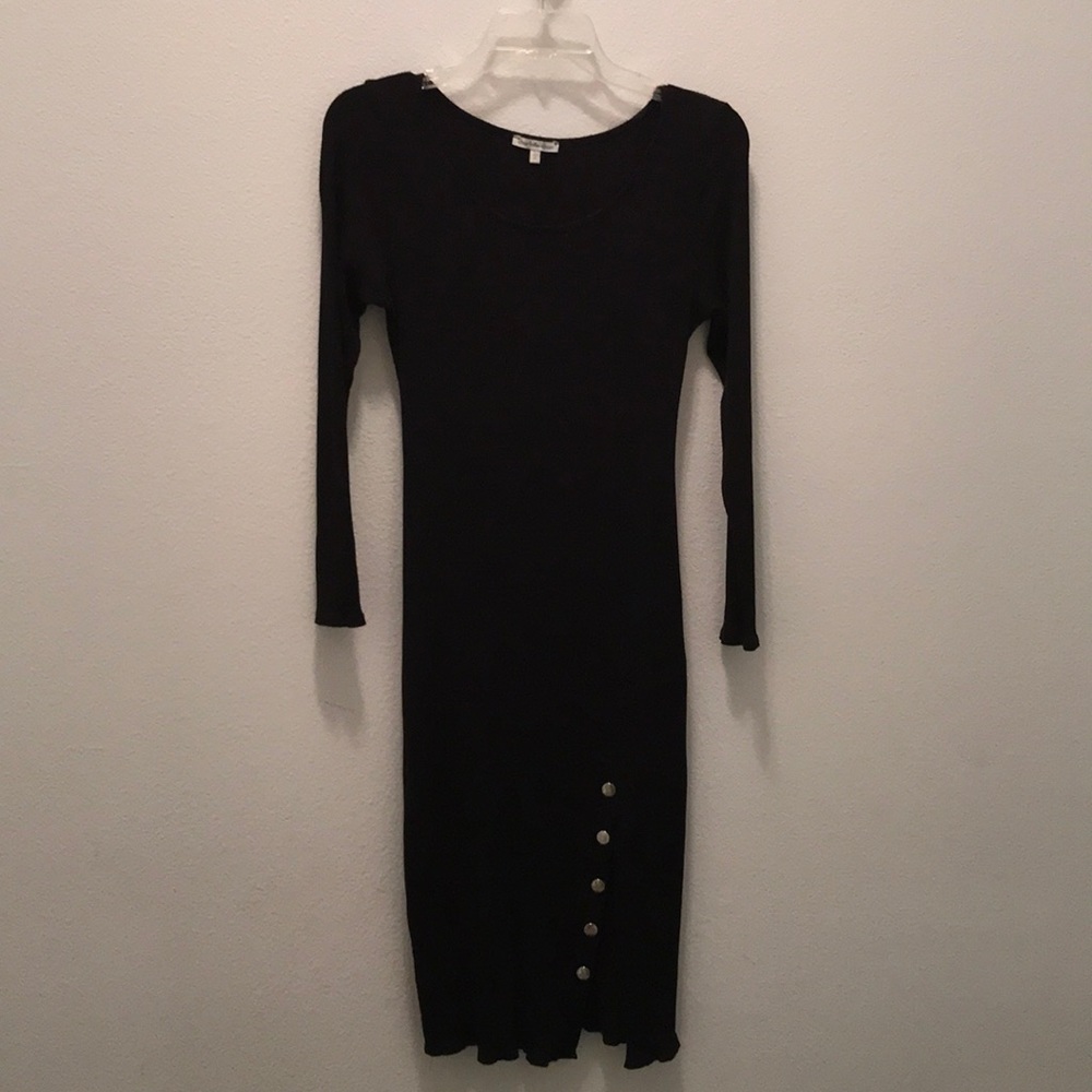 Black nautical below the knee dress.